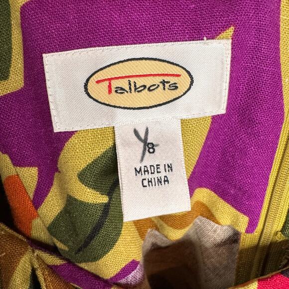 Vintage TALBOTS Linen Dress Womens 8 Tropical Print Floral Summer Hawaiian Beach - Picture 4 of 13